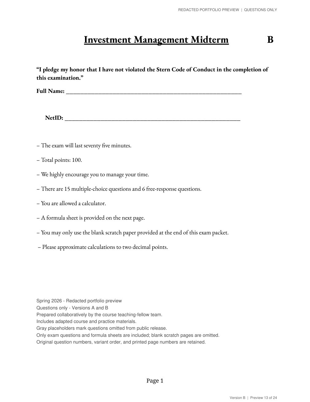 Midterm, version B, page 1
